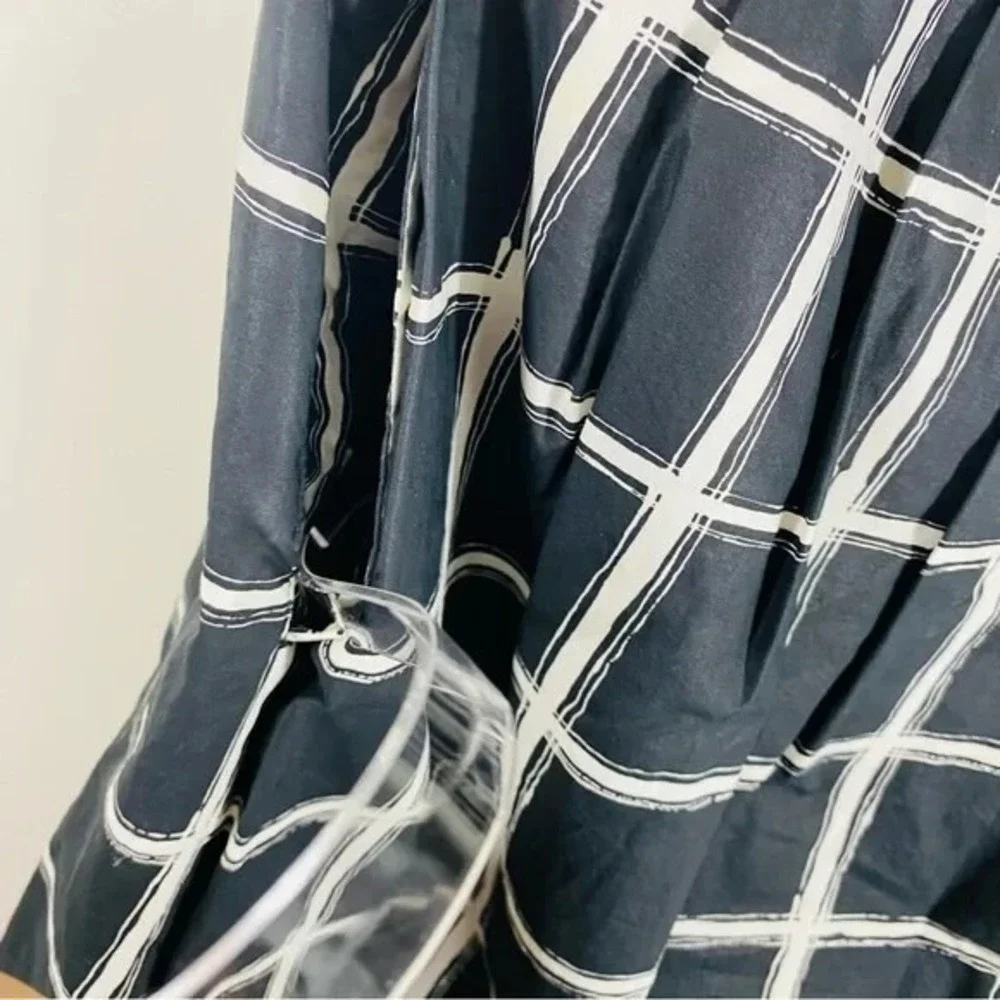 Michael Kors Skirt Women 4 Black White Plaid Pleated Pocket Preppy Office Career